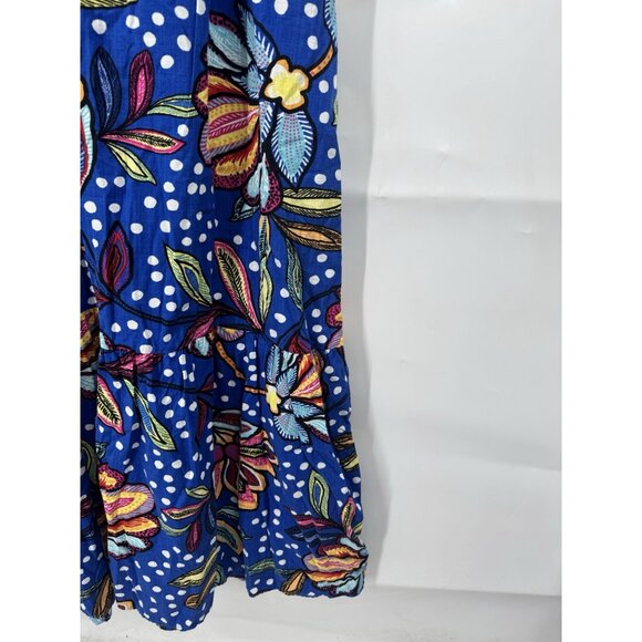 Tabitha Brown for Target Womens Mixed Floral Polka Dot Blue Midi Dress 4 Preppy - Picture 8 of 11